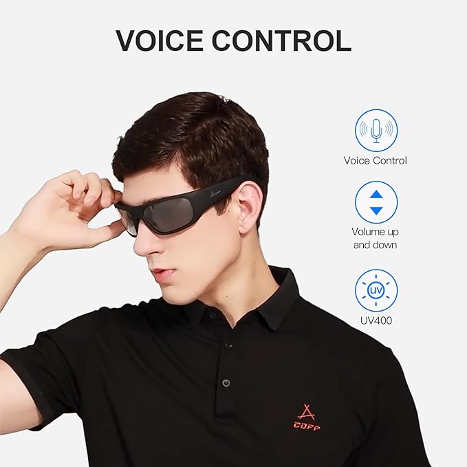 OhO sunshine, Polarized Sunglasses with Bluetooth Speaker, Open Ear Audio, Athletic/Outdoor UV Protection and Voice Control