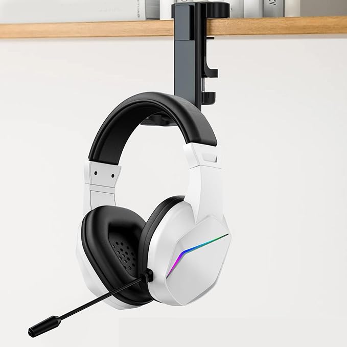 Tangxi USB Wired Headset, PC RGB Lighting Headphone with Noise Canceling Mic, Noise Isolation 40mm Drivers, Virtual 7.1 Surround Sound, for PC Gaming Call Center Online Classes (White)