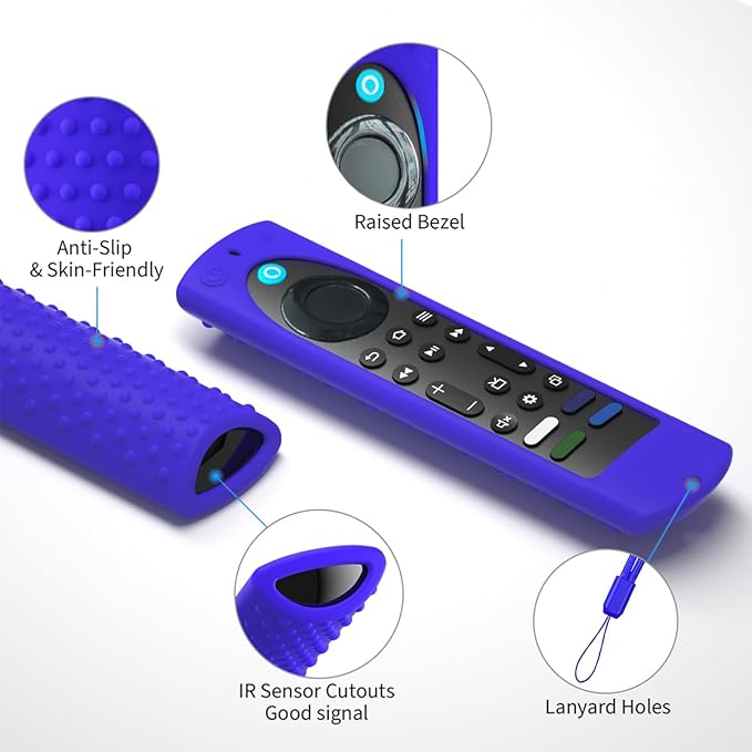 6.4 Inch Silicone Cover Compatible with Fire TV Stick 4K Max 2nd gen 2023 Remote Control,Silicone Case for Toshiba/Insignia Smart TV Remote,Anti-Slip Sleeve Cover with Lanyard (Red+Blue)