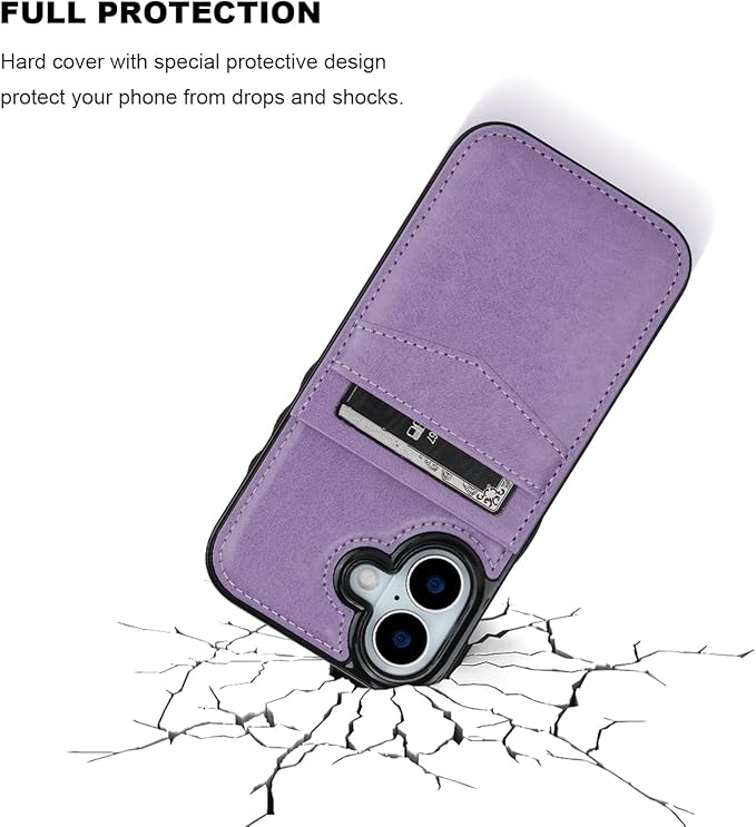 KIHUWEY Compatible with iPhone 17 Case Wallet with Credit Card Holder, Flip Premium Leather Magnetic Clasp Kickstand Heavy Duty Protective Cover for iPhone 17 6.3 Inch (Pruple) Purple