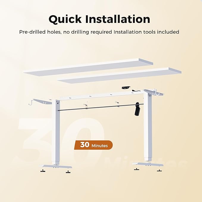 Agilestic Height Adjustable Electric Standing Desk, 48 x 24 Inches Stand Up Desk, Ergonomic Raising Computer Table with Memory Preset Button, Two-Piece Desktop, White
