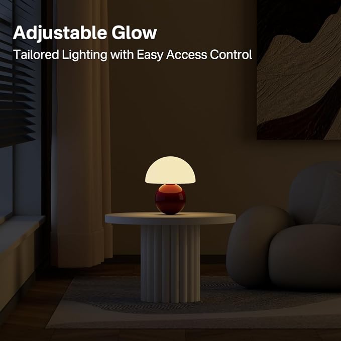 Christmas Decorations Lights Christmas Gifts for Grandkids Women Mushroom Lamp Table Lamp for Bedroom,Desk Bedside Small Lamps for Living Room Night Stands(Christmas Red)