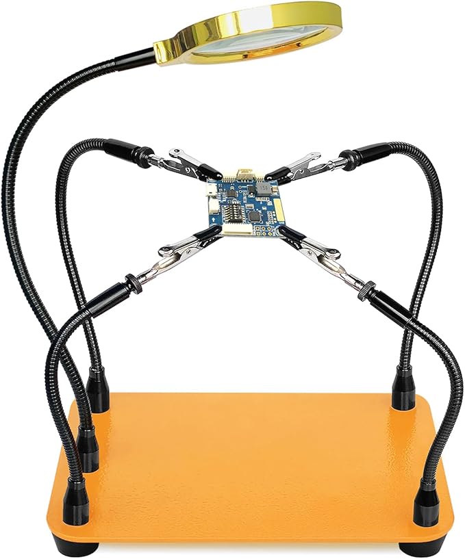 Helping Hands Soldering Station with 80cm 6X Magnifying Glass, 4 Flexible Arms Solder Helping Hands Magnifier and Third Hand Soldering Tool for Electronic Repair Soldering Jewelry Crafts