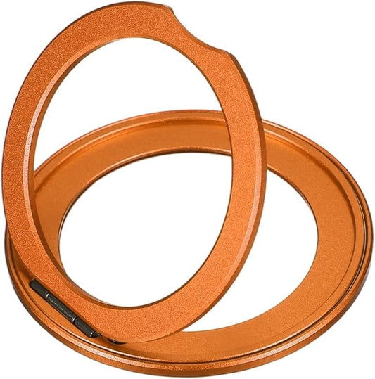 PATIKIL 2Pcs Phone Ring Holder, Metal 360 Rotation Magnetic Phone Grip Holder Stand with Adhesive Backing Smartphone Finger Grip Kickstand for Tablet Case Car Mount Accessory, Orange