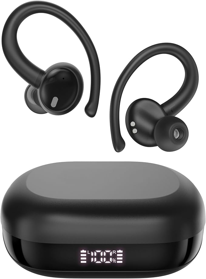 Oraolo N-Lite 216 Open Ear Earbuds, Bluetooth 6.0 Wireless Earbuds with Stereo Deep Bass, Noise Cancelling Earbuds, 48H Playtime, IPX6 Waterproof Sports Headphones for Running & Workout（Black）