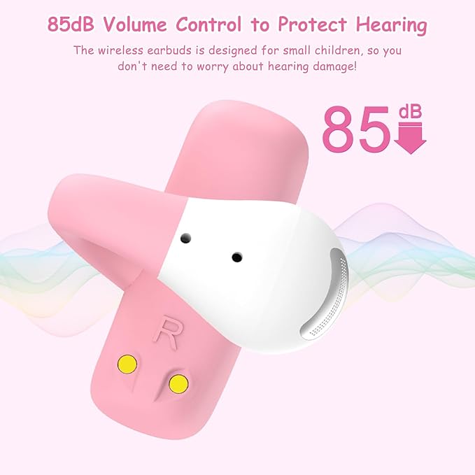 BANIGIPA Kids True Wireless Earbuds, 5g Super Light Comfortable Open Ear Bluetooth 5.4 Headphones w/Mic to Protect Hearing for Studying Music Clear Calling, Touch Control Ear Buds w/Charging Case