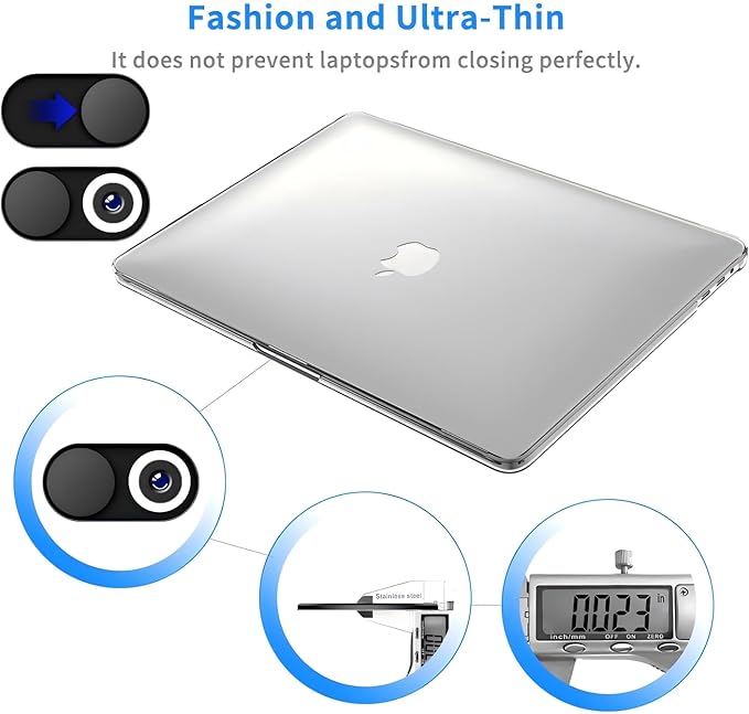 Universal Metal Camera Privacy Slider [3-Pack Black], 0.022-Inch Laptop Camera Cover, Compatible with MacBook Pro/Air, iMac, iPad Tablets, iPhone/Plus, Webcam Blocker, Protects Your Privacy