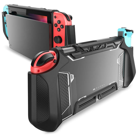 Mumba Dockable Case Compatible with Nintendo Switch 1 (2017 Release), [Blade Series] TPU Grip Protective Cover Case with Ergonomic Design and Comfort Grip,Accessories for Switch (Black)