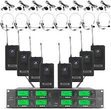 Wireless Microphone System UHF 8 Channel 8 Lavalier Bodypacks 8 Lapel Mic 8 Headsets for Karaoke System Church Speaking Conference Wedding Party 3 Year Warranty - Image 1