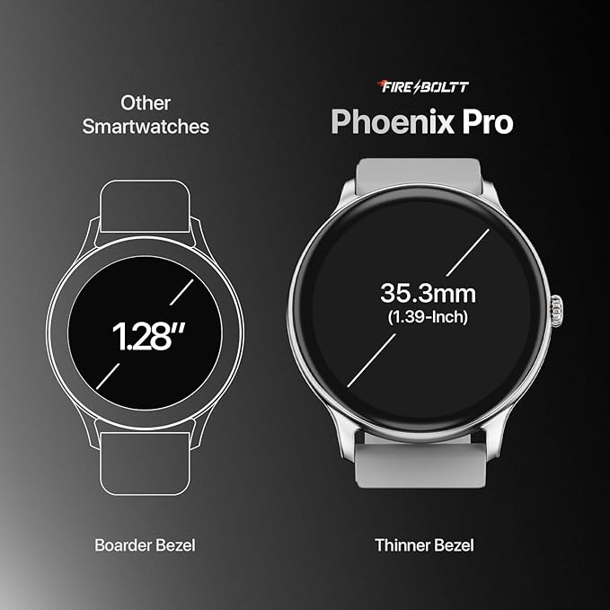 Fire-Boltt Phoenix Pro 35.3mm (1.39 inch) Bluetooth Calling Smart Watch, AI Voice Assistant, Metal Body with 120+ Sports Modes, SpO2, Heart Rate Monitoring. (Silver Grey)