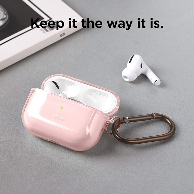 elago Compatible with AirPods Pro Case Clear - High Rating, TPU Transparent Shockproof, Protective Case Cover with Keychain, Gel Tape Included, Wireless Charging [Lovely Pink]