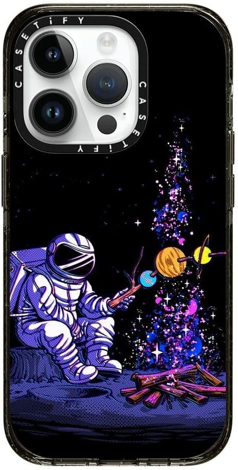 CASETiFY Impact iPhone 15 Pro Case [4X Military Grade Drop Tested / 8.2ft Drop Protection/Compatible with Magsafe] - Stars Prints - Moon Camping - Clear Black