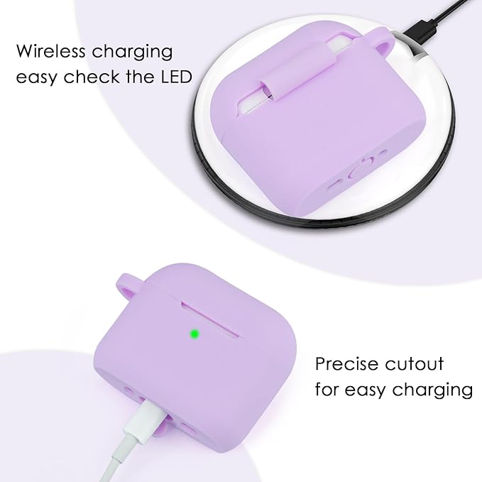 Filoto Compatible with AirPods 4 Case - Soft Silicone Cover with Bracelet Lanyard and Keychain, Shockproof and Scratch-Resistant, Cute Design for AirPods 4th Generation(Lavender Purpl)