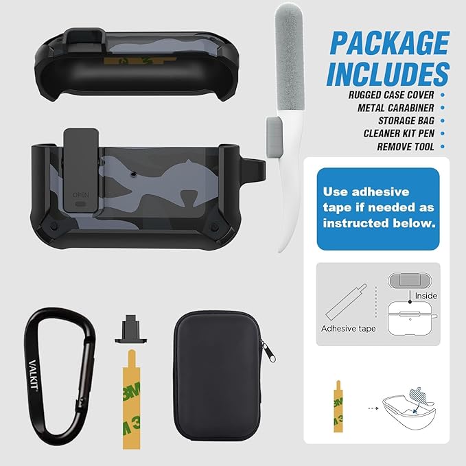 Valkit Airpods Pro Case Cover with Lock, Military Armor Series, Camo Black, Compatible with Airpods Pro 2019
