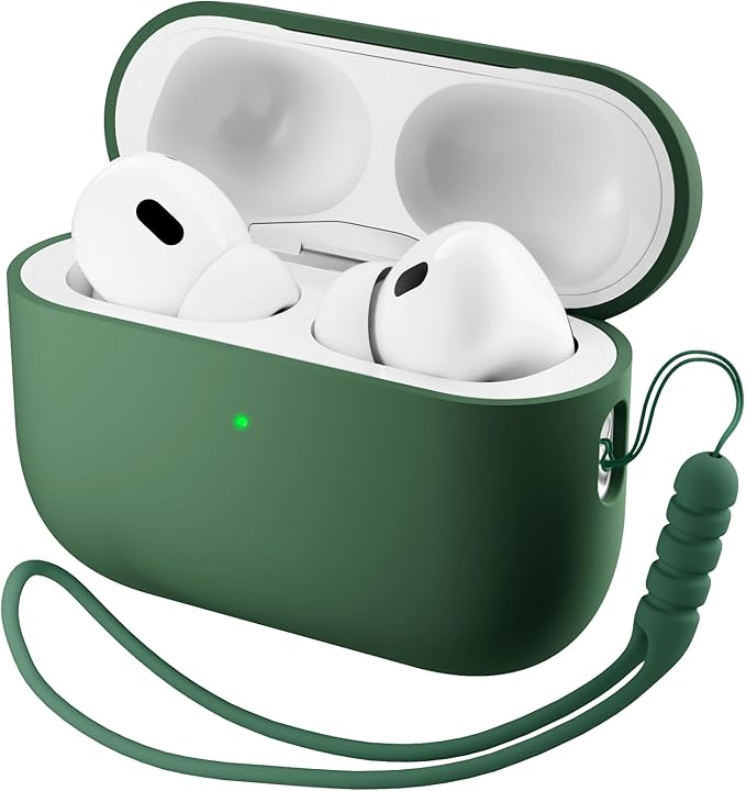 ORNARTO Compatible with AirPods Pro 3 Case 2025, Full Protective Hybrid Silicone for AirPods Pro 3rd Generation Case, Front LED Visible Skin Cover-Clover Green