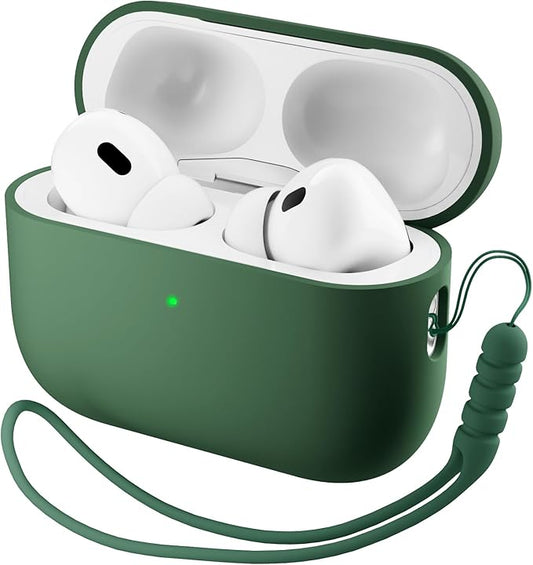ORNARTO Compatible with AirPods Pro 3 Case 2025, Full Protective Hybrid Silicone for AirPods Pro 3rd Generation Case, Front LED Visible Skin Cover-Clover Green
