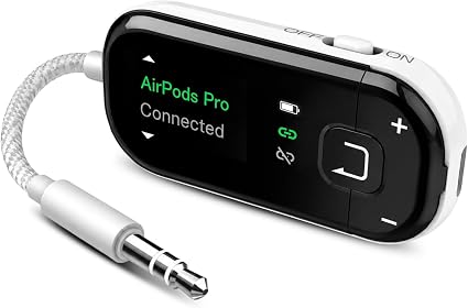 Avantree Voyager Airplane Bluetooth Adapter with OLED Display