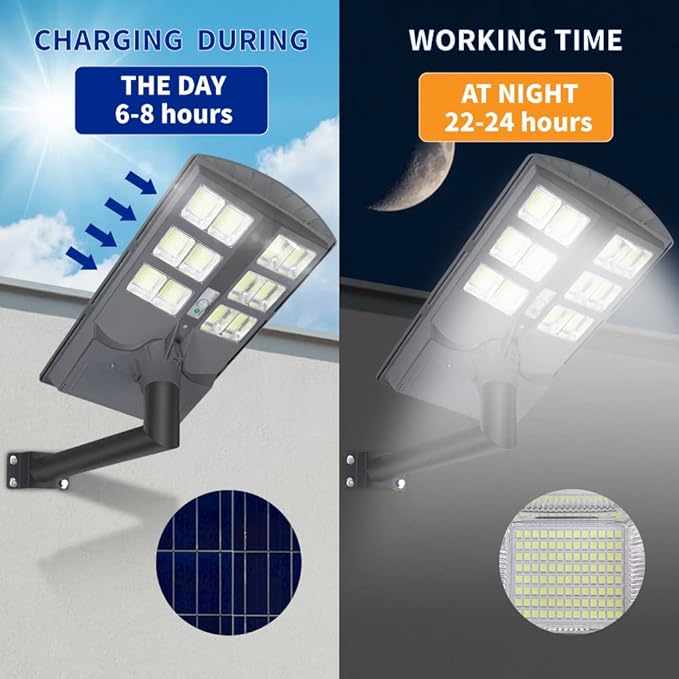 5000W Solar Street Lights Outdoor,Solar Security Flood Lights 42000lumens 6500K Dusk to Dawn with Motion Sensor IP66 Waterproof for Parking Lot,Stadium,Garden,Yard,Basketball Court,Barn