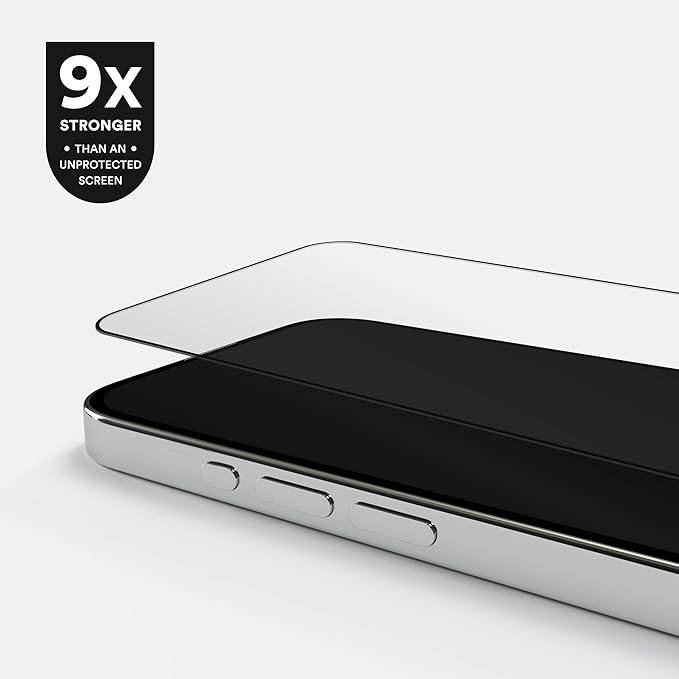 BodyGuardz Pure 3 Matte Glass Compatible with iPhone 16 & 17 Devices - Durable Anti-Glare Tempered Glass, Easy Install, Edge-to-Edge, Case-Friendly - Black Border (for iPhone Air - 6.6 inch)