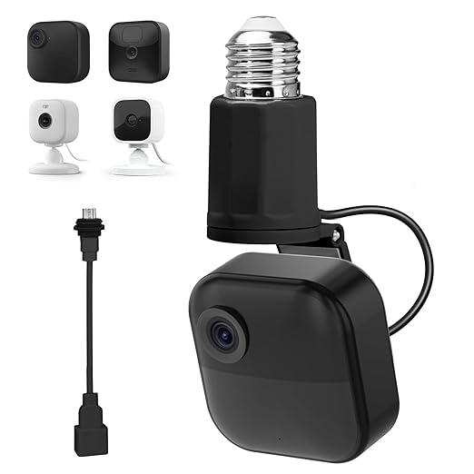 Adjustable Lamp Socket Mount for Blink Outdoor 4 (4th Gen), Blink Outdoor (3rd Gen), Blink Mini/Blink Mini 2, Light Bulb Mount for Standard E26/E27 Bulb Holder, Easy Installation Without Tools - Black