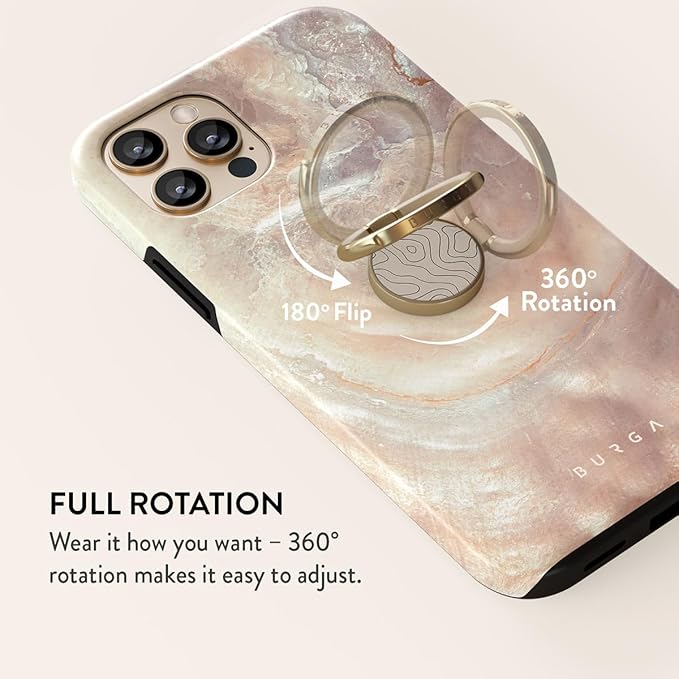 BURGA Cell Phone Ring, Holder Grip and Stand - Finger Phone Grip for Back of Smartphone Case, Kickstand 360 Rotation, Universal Ring for iPhone Samsung Galaxy Huawei Google Pixel, Stylish Accessories