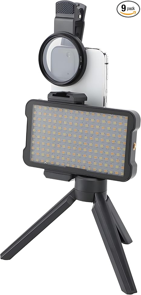 Selfie Light Reduce Reflected Fill Light with 52mm CPL Lens Filter, Adjustable Tripod, Rechargeable Battery for Photography, Live Streaming, 180 Beads, 2400K to 6400K