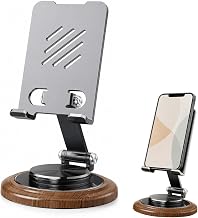 Desktop Phone Stand Foldable Wood Grain（Black） - Image 1