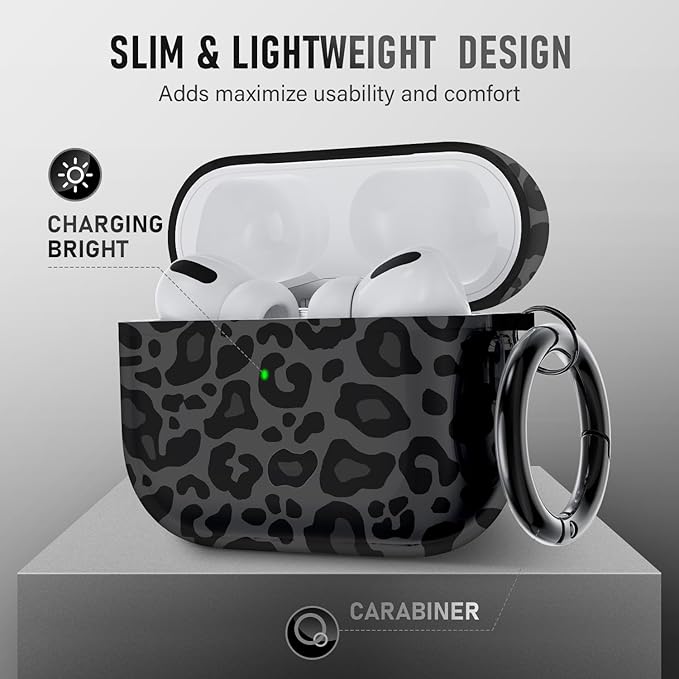 for AirPods Pro 3 Case (2025) with Cleaner Kit, Cute Soft Silicone Cover Compatible AirPods Pro 3rd Genera case with Keychain for Women Men with Keychain for Airpod Pro case(2025) Black Leopard Print