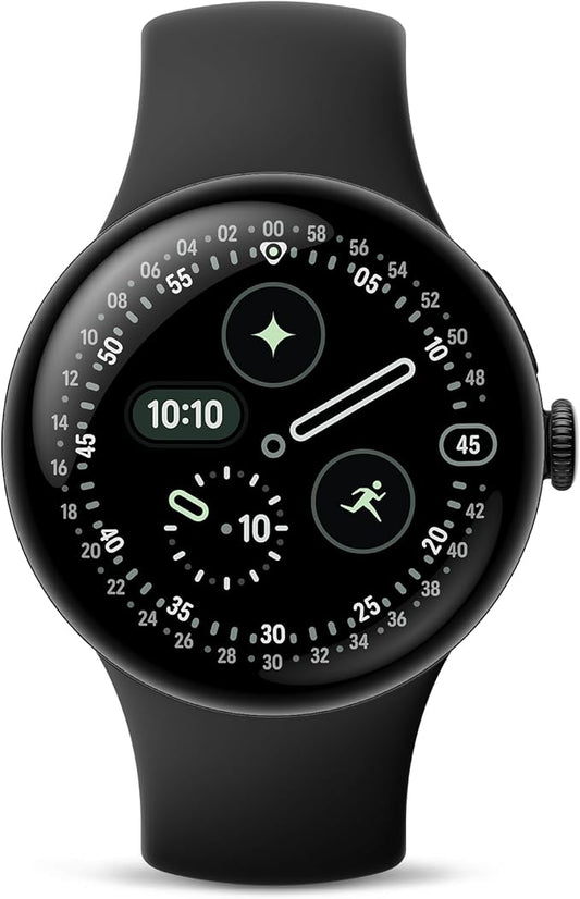 Google Pixel Watch 4 (41mm) - Android Smartwatch with Heart Rate and Sleep Tracking - 30-Hour Battery - Fitness Tracking - Google AI - Matte Black Aluminum Case - Obsidian Active Band - Wi-Fi