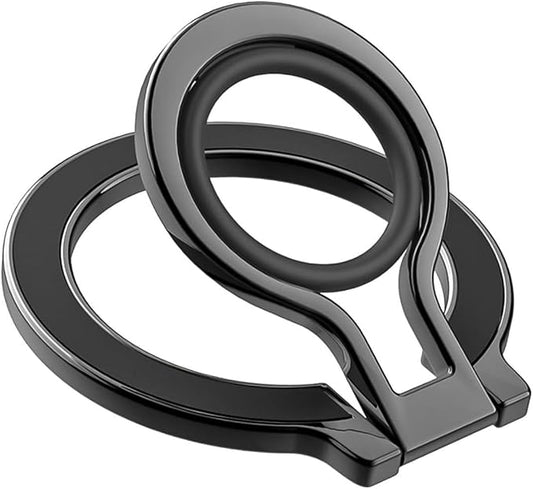 Slim Magnetic Phone Ring Holder for Magsafe, Lightweight Phone Finger Snap Grip Kickstand Accessories Compatible with iPhone Pixel, Portable Mini Phone Stand Works with Magnetic Car Mount