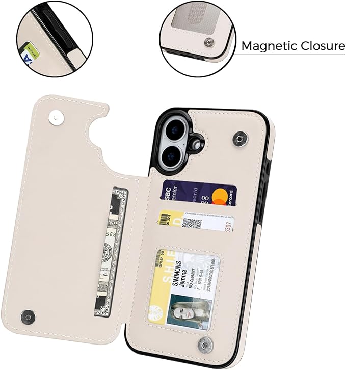 uCOLOR for iPhone 17 Wallet Case with Card Holder PU Leather RFID Blocking Design iPhone 17 flip case for Women Men Magnetic Clasp Kickstand Design 6.3 inch (Dune Mirage Checkboard)