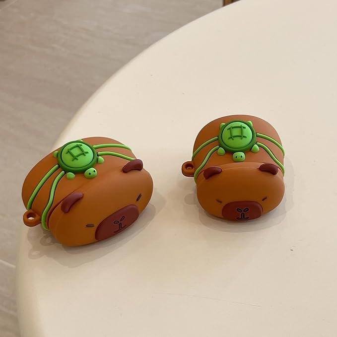 Case Compatible with AirPods Pro 3 2025, Cute Kawaii Capybara Design Case Cover, Portable Soft Silicone Wireless Charging Earphone Shockproof Protector with Pendant