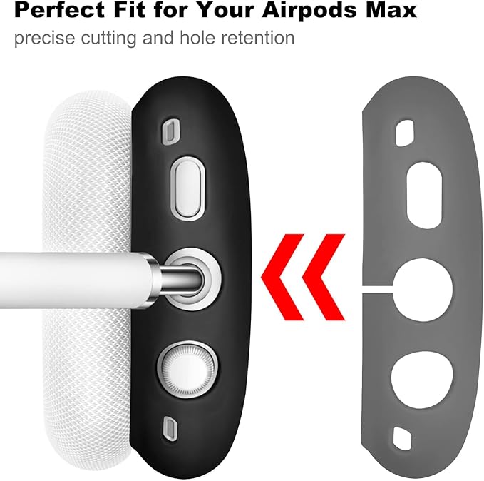 Filoto Case for Airpods Max Headphones, Ear Pad Case Cover/Ear Cups Co ver/Headband for AirPods Max (USB-C/Lightning)(2024/2020), Silicone for Apple Airpod Max, Accessories Cases (Black)