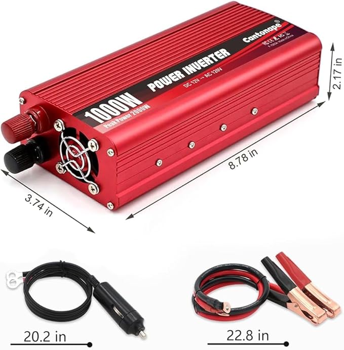 1000W Power Inverter DC 12V to 110V/120V AC Car Inverter with 3.1A USB Car Adapter and Cigarette Lighter for Vehicles Home Laptop Truck Trip