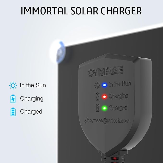 OYMSAE White 20W 12V Solar Panel Battery Charger Portable Waterproof Power Trickle Battery Charger & Maintainer for Car Boat Automotive RV with Cigarette Lighter Plug & Wiring Clip