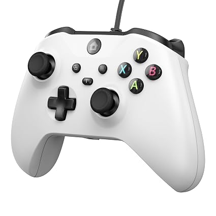 GMVOX Wired Controller for X-BOX ONE/PC, Gamepad with 3.5mm Audio Jack&Dual Vibration, Support Turbo Function, Compatible with X-BOX One/One S/X, X-BOX Series S/X, PC (White)