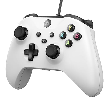 GMVOX Wired Controller for X-BOX ONE/PC, Gamepad with 3.5mm Audio Jack&Dual Vibration, Support Turbo Function, Compatible with X-BOX One/One S/X, X-BOX Series S/X, PC (White)