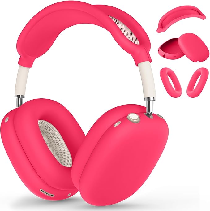 Silicone Case Cover for AirPods Max, Ear Pad Case Cover/Ear Cups Cover/Headband Cover for AirPods Max Headphones, Accessories Soft Silicone Protector for Apple AirPods Max New USB-C (2024) (Rose Pink)