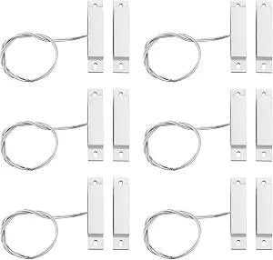 6 Sets Magnetic Reed Switch MC-32 NC Surface Mount Wired Security Door Window Alarm Door Window Contact Sensor for Home Security Burglar Alarm Systems (White)
