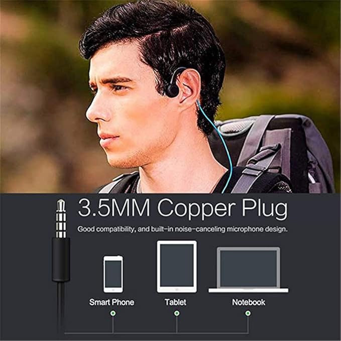 Bone Conduction Headphones, Open-Ear Wired Sports Bone Conduction Earbuds, 3.5mm Connector Sweat Resistant Headphones for Sports Running Driving Cycling Workouts,Orange