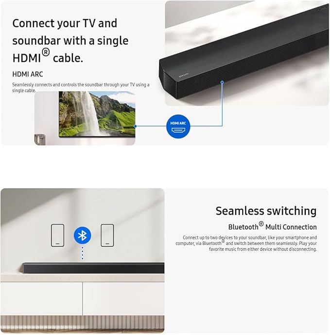 Samsung B-Series B750F 5.1ch Soundbar with Subwoofer & Rear Speakers, Q-Symphony, Dolby Audio, DTS Virtual:X, Bluetooth TV Sound Bar for Home Entertainment