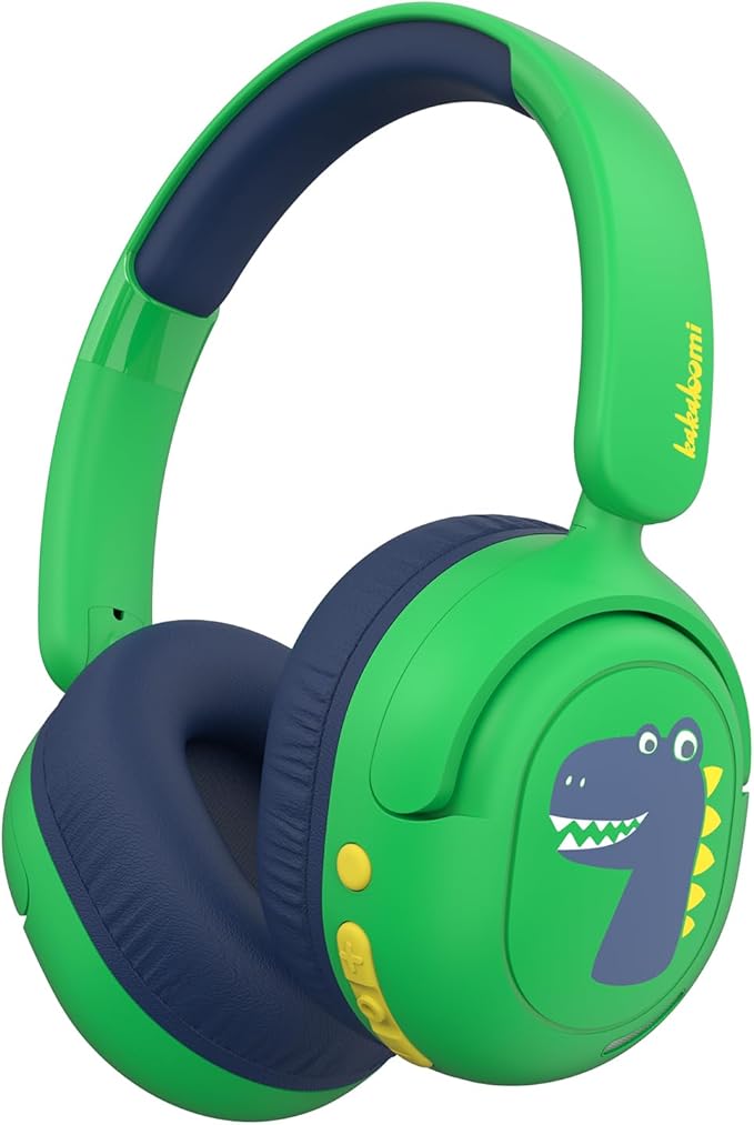 Bluetooth Kids Headphones, Wireless Headphones for Kid with Mic, 75/85/94dB Volume Limited, Includes 3.5mm Aux Cord, Foldable Dinosaur Teens Headset for School, Home, Travel, Tablet