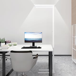STERREN 76" Led Floor Lamp, 105W Eye-Care Free-Standing Lamp, White - Image 1