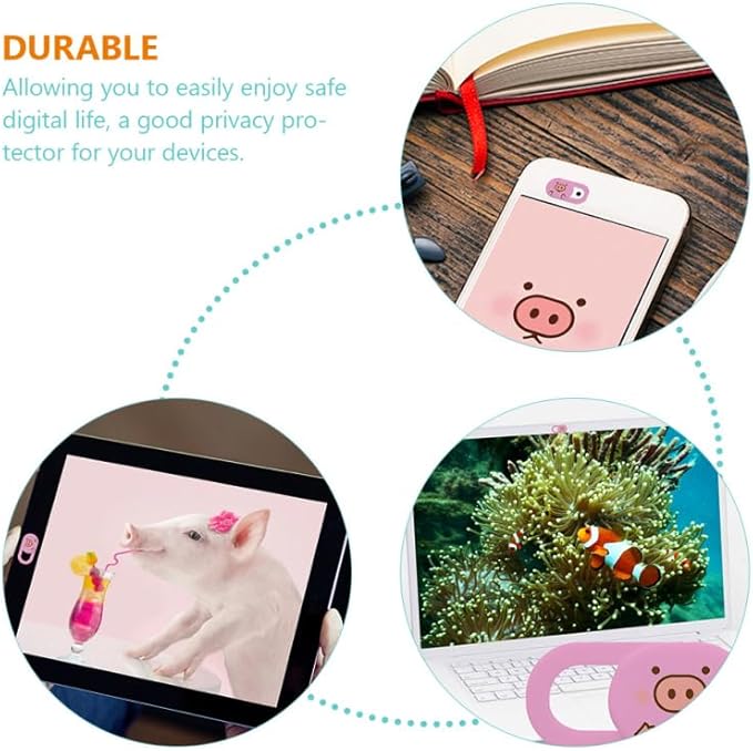 ARTIBETTER Privacy Protection Cover 3-Pack Cute Pink Pig Camera Privacy Covers for Laptops Pro Air Pc Webcam Slide to Open and Close Laptop Accessories
