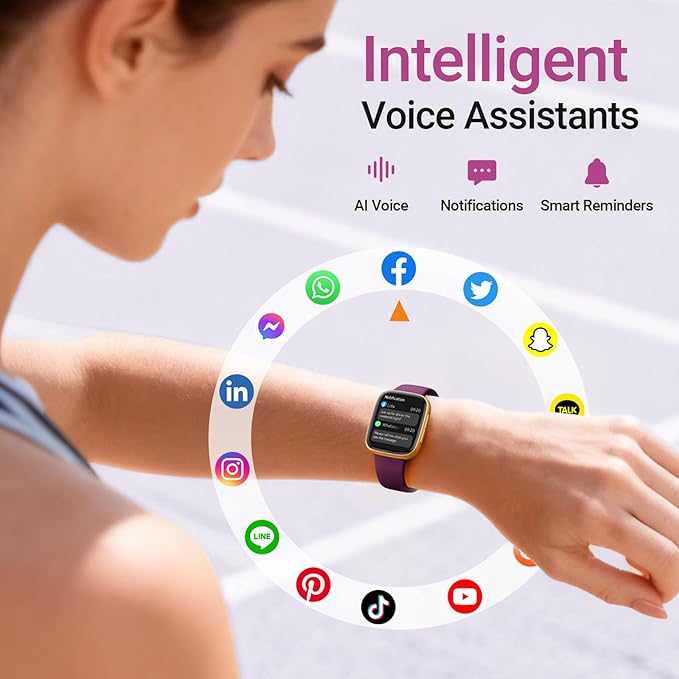Fitpolo Smart Watch for Women, 1.85" AMOLED Fitness Tracker with Bluetooth Call, Heart Rate/Sleep/SPO₂ Monitor, 100+ Sports Modes, 3ATM Waterproof Smartwatch for Android/iPhone, Includes 2 Bands