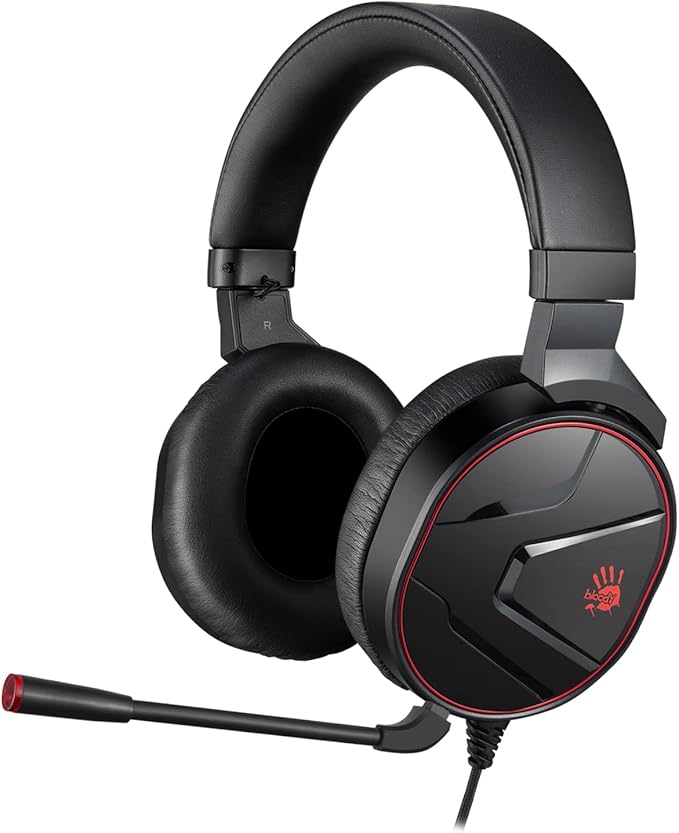 Bloody G600i Wired Gaming Headset with Microphone, 7.1 Virtual Surround Sound, Detachable Noise Canceling Mic, Memory Foam Earpads, Over-Ear Headphone for Xbox, PS4/5, Switch (Black)