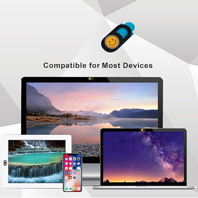SIREG Webcam Cover Ultra Thin - Web Camera Cover fits Laptop,Tablet,PC,Computer, Smartphone, Protect Your Privacy and Security,Strong Adhesive (Smile-Black & 3 Pack)