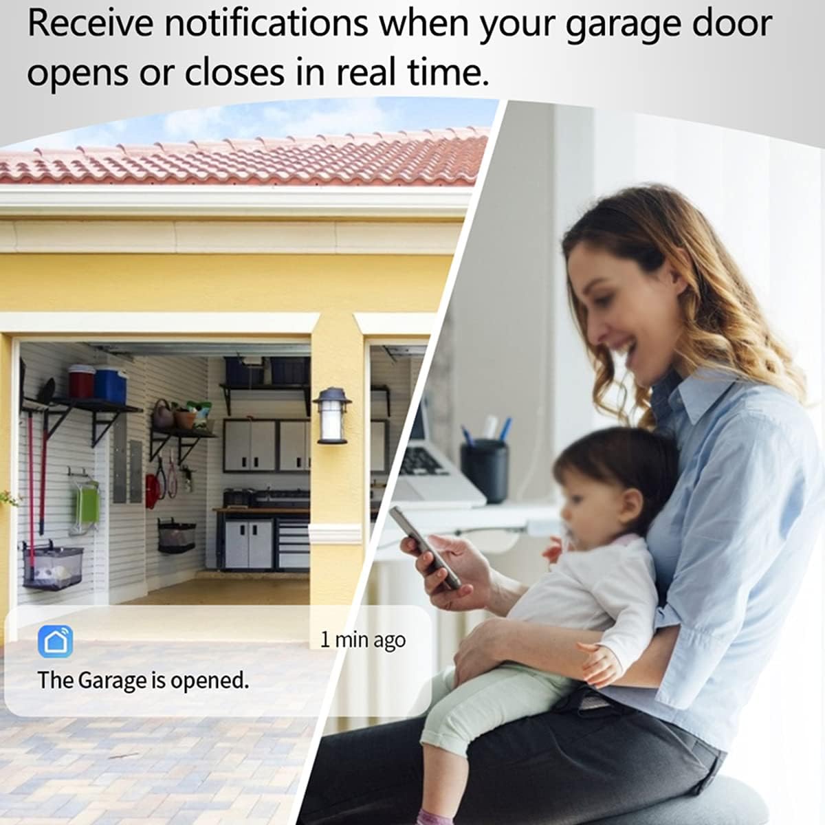 Smart Wi-Fi Garage Door Opener — App Control, Works with Alexa, Google & Siri