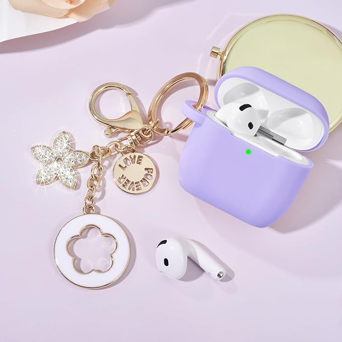 Case for Apple Airpods 4 - VISOOM Airpods 4 Cases 2024 Cover Women Anti-Drop Silicone iPods 4 Earbuds Wireless Accessorie Charging Cases Girl Bling Keychain for Airpod iPods 4th Generation