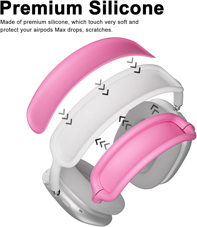 ATUAT for AirPods Max Headphones Case, Protective Silicone Case Cover Skin Accessories Anti-Scratch for Women Men for Apple AirPods Max 2024/2020 (USB-C/Lightning), Fluorescent Pink